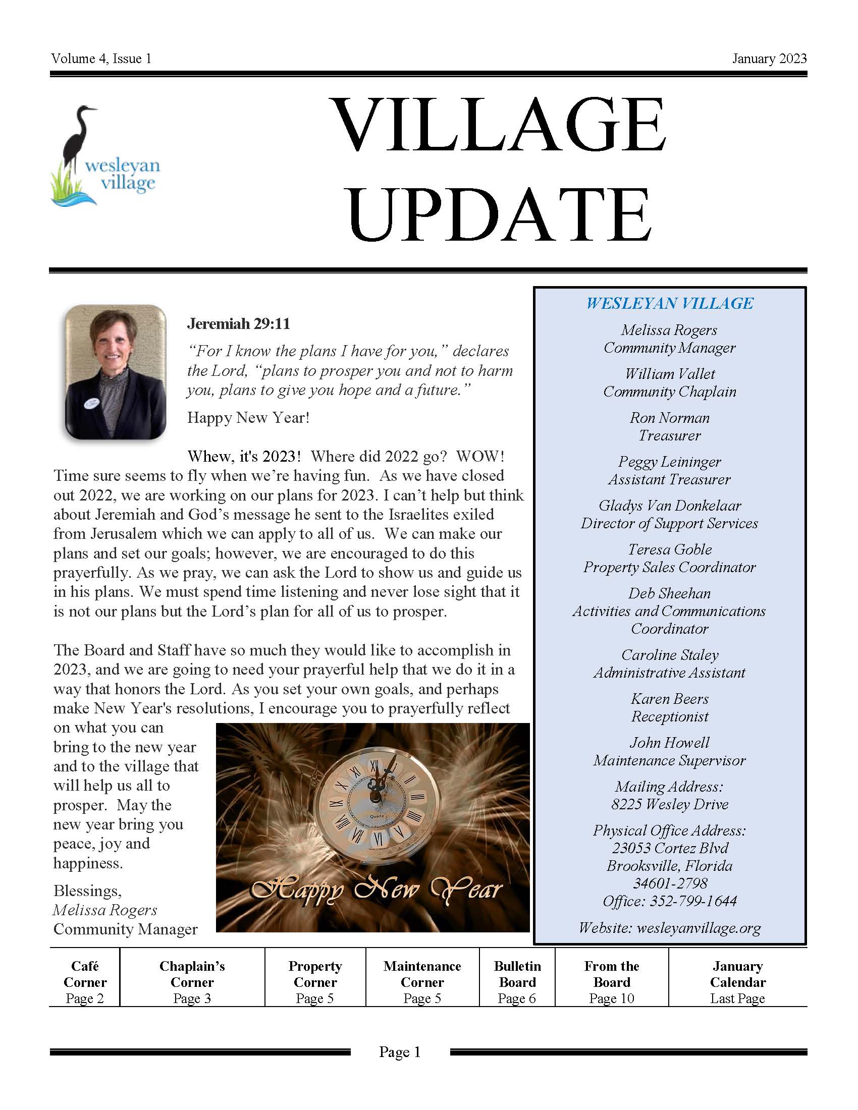 Newsletter Wesleyan Village